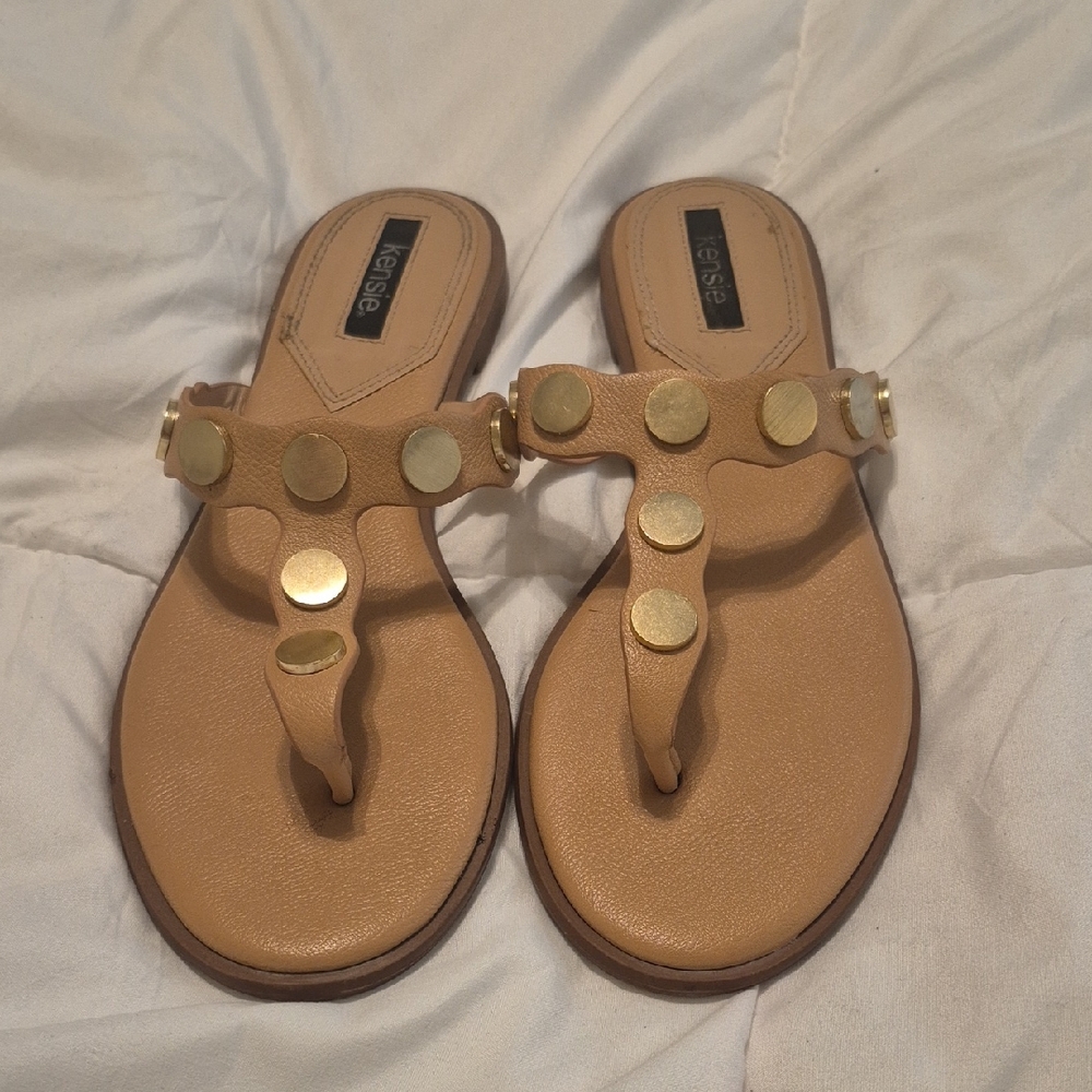 Mossimo Supply Co. Tan Sandals with Gold Accents